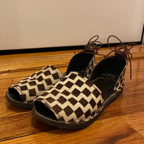 Brother Vellies Congo Flat in Brown / White Check - Picture 2 of 8